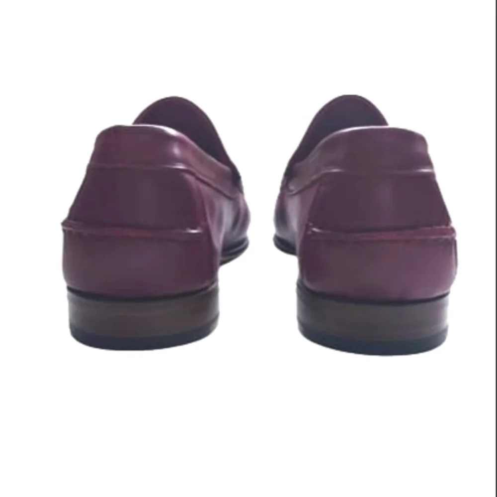 KITON Men's Calf Leather Slip on Loafers Shoes Burgundy size 9.5